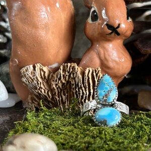 925 Sterling double golden hills ring